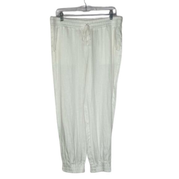Cloth & Stone white 100% linen joggers women's size Medium Summer Coastal - Picture 1 of 10
